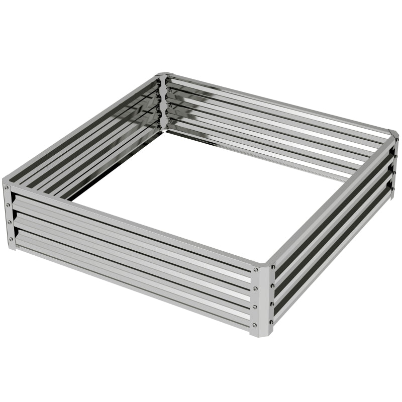 Raised Bed Planter, Garden Vegetable Herb Flower Box, Steel Silver