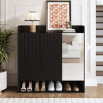 Shoe Cabinet with Full-Length Mirror and Multi-Tier Large Capacity, Black