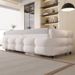 Extendable Upholstered Sofa Bed with Slatted Frame and 90/180x190cm Mattress Support, Beige Teddy Velvet