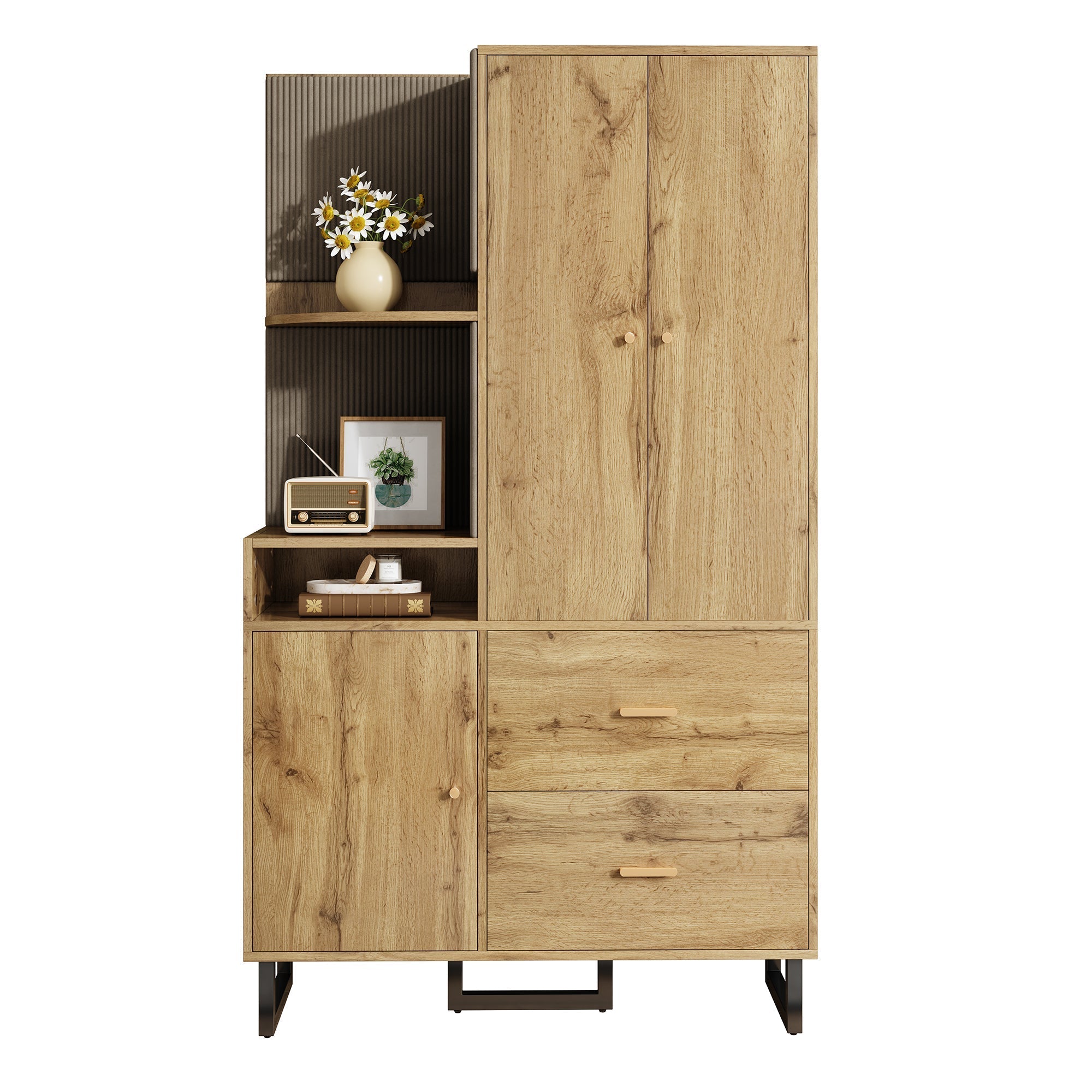Compact Wardrobe, Hallway Upholstered Panels Shoe Cupboard, 110x186x38 cm