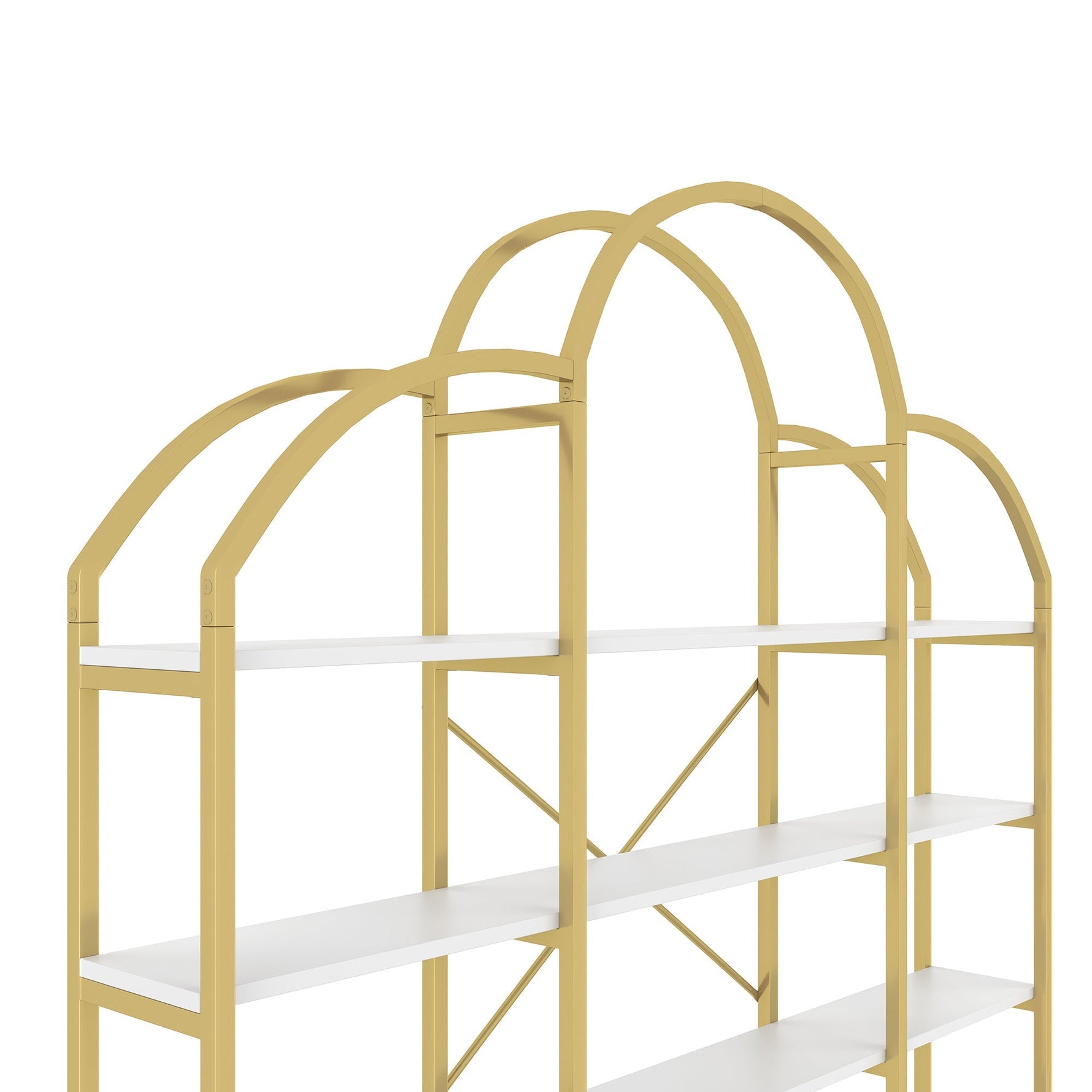 Cloud Shape Display Shelf 170x190cm 5-Tier Storage Steel Tube MDF Gold + White