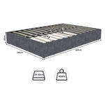 Bed Frame 140x200cm with Gas Lift - Dutch Velvet Grey