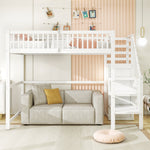 Loft Bed 90x200 with Stairs Storage Shelf Wardrobe, White Wooden