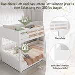 Bunk Bed 90x200cm with Stairs Lockers & Railing - White