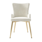 Velvet Dining Chair, Set of 6, Gold Metal Legs, Beige