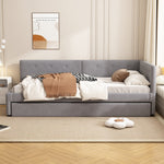 Daybed with Rollaway Bed, 90x200cm Single Sofa Bed and Lattenrost, Grey Velvet