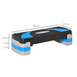 Step board aerobic stepper 3-level adjustable, fitness exercise, 150 kg, light blue