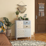 Chest of Drawers Storage Cabinet, 2 Drawers 3 Compartments, Anti-tip, White