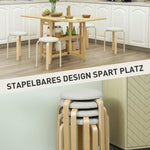 Dining Room Stools, Stackable Round Stools, Linen Look, Cream White