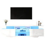 TV Cabinet 160x45cm High-Gloss LED Light 8 Shelves for 70-Inch TV, MDF