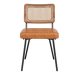 Ergonomic Dining Chair Set of 4, Rattan Retro Design, Faux Leather