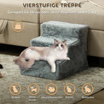 Dog Stairs 3-Step Pet Plush, Light Grey