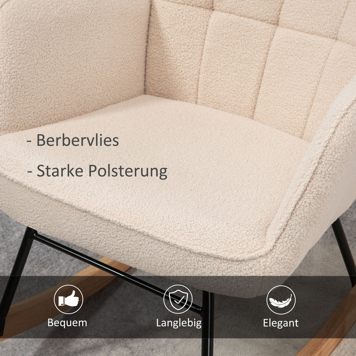Rocking chair accent relaxation chair with berber fleece beige