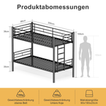 Children's Bunk Bed 90x200cm Convertible to 2 Beds, Black