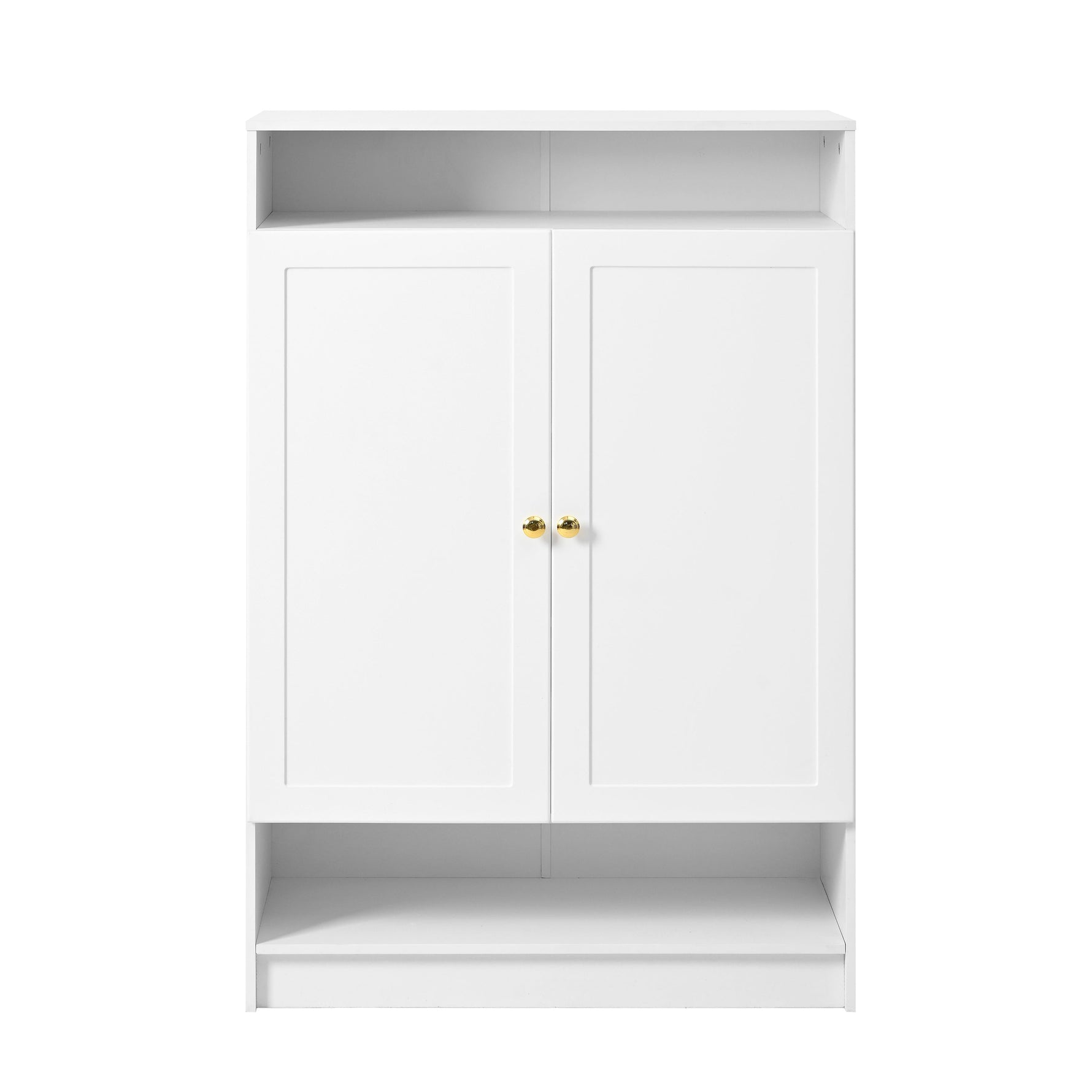 Modern shoe cabinet with adjustable shelves and 2 doors, white
