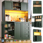 Sideboard with LED Lighting and Drink Holders, Green and White