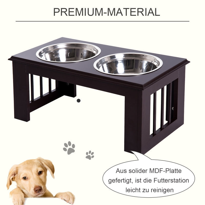 Dog Feeding Station, Non-Slip, 2 L Bowls, Grey