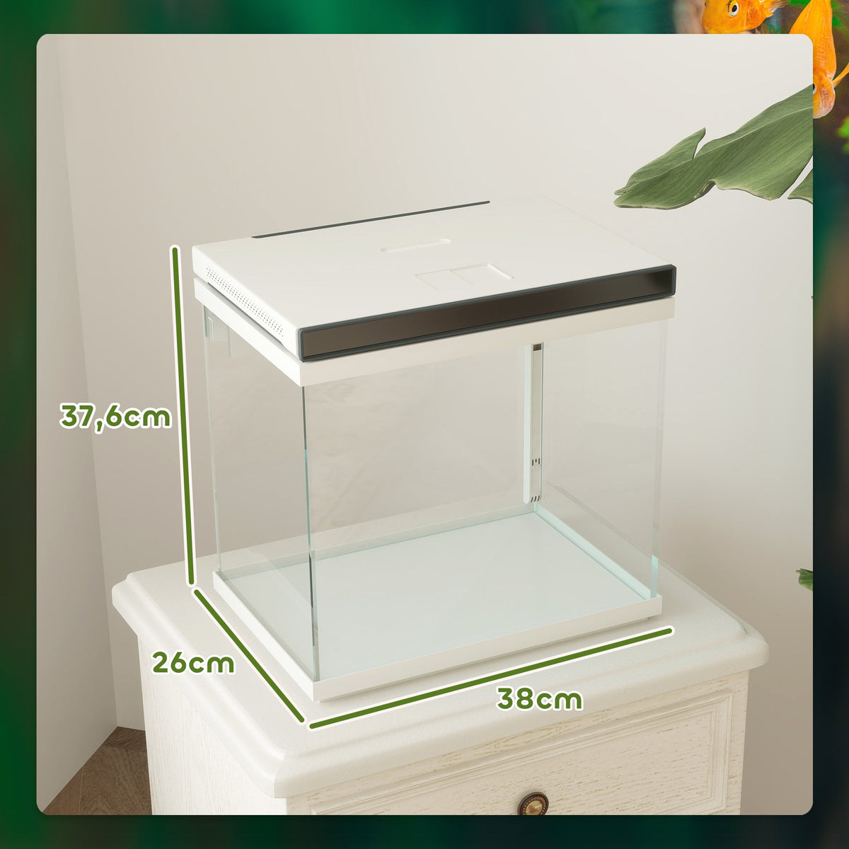 Aquarium 26-Liter, Filter, LED Lighting, Water Pump, Clear Glass