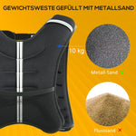 Weight Vest 10 kg Adjustable Strength Training Black Oxford Fabric