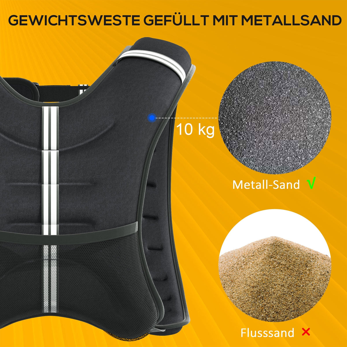 Weight Vest 10 kg Adjustable Strength Training Black Oxford Fabric