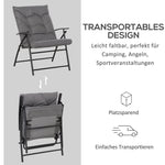 Camping Chair Foldable, Adjustable Backrest, Metal, Oxford, Gray