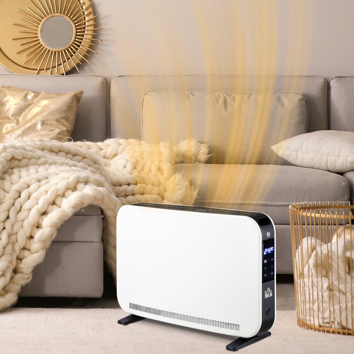 Heater Fan Electric, 2180W 3 Warm Levels 24-Hour Timer, Steel White