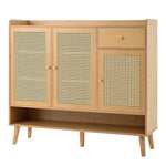Natural rattan shoe cabinet, 3 doors, 1 drawer, 5 shelves