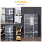 DIY Wardrobe Shelving System, 2 Large & 9 Small Cubes, Black