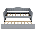 Daybed with Pull-out Bed and LED Ambient Lighting, 90x200cm, Grey Linen