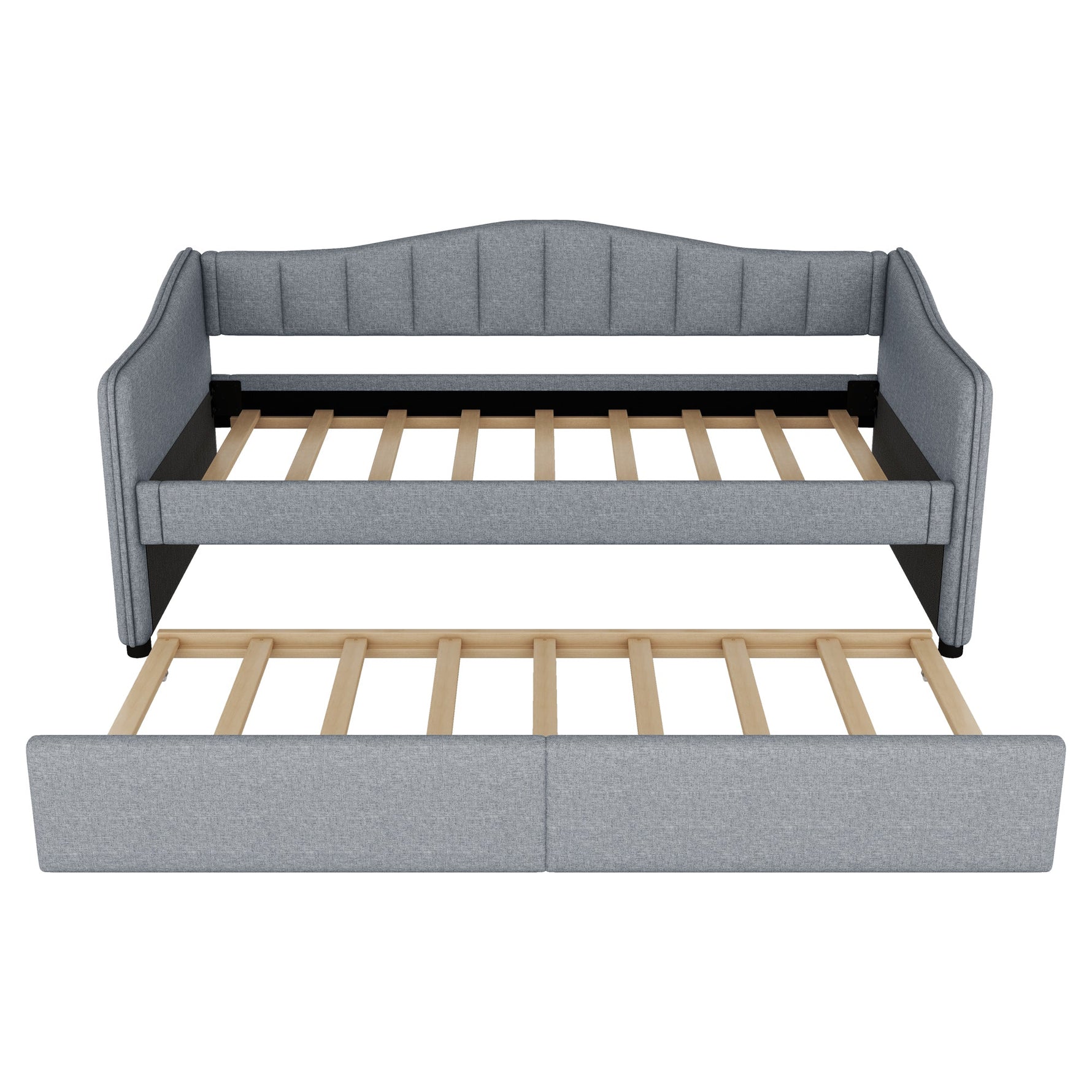 Daybed with Pull-out Bed and LED Ambient Lighting, 90x200cm, Grey Linen