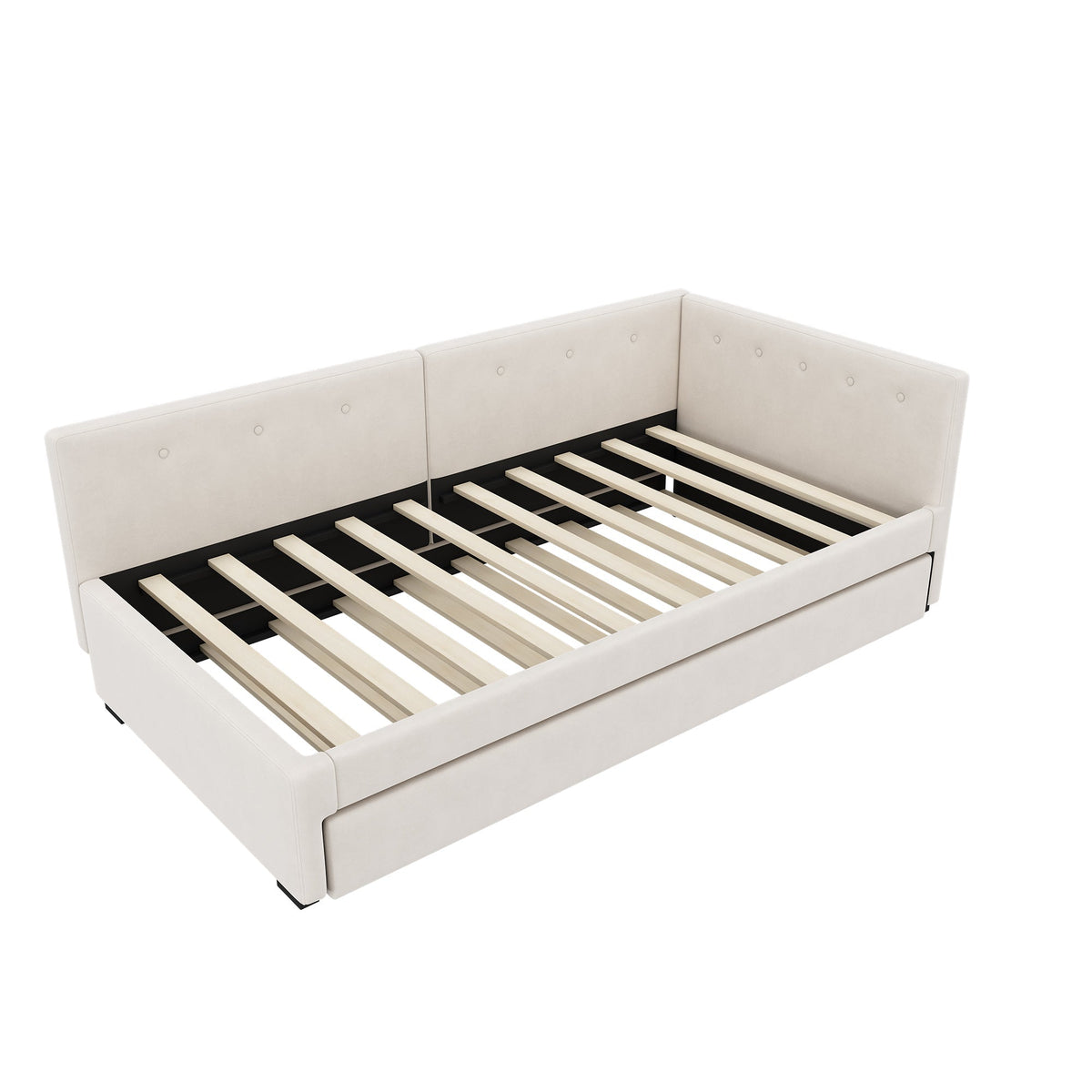 Daybed 90x200cm Rollaway Bed Minimalist Style - Beige