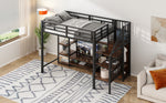 Loft Bed 90x200 with TV Stand, Power Outlet & Ladder, Black