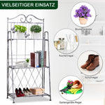 Metal Plant Stand, 3 Tiers Flower Ladder 44x25x96cm, Silver Grey