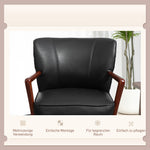 Lounge Chair, Armrests, Wooden Legs, Faux Leather