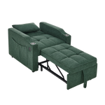 3-in-1 Light Luxury Sofa Bed with Slide-to-Transform Design and USB Charging, Green