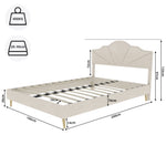 Modern Minimalist Soft Bed, Comfortable Soft Headboard 160x200cm Low Box, Beige