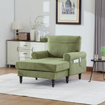 Modern Minimalist Lounger Sofa with Storage Pockets and Wooden Legs, Chenille
