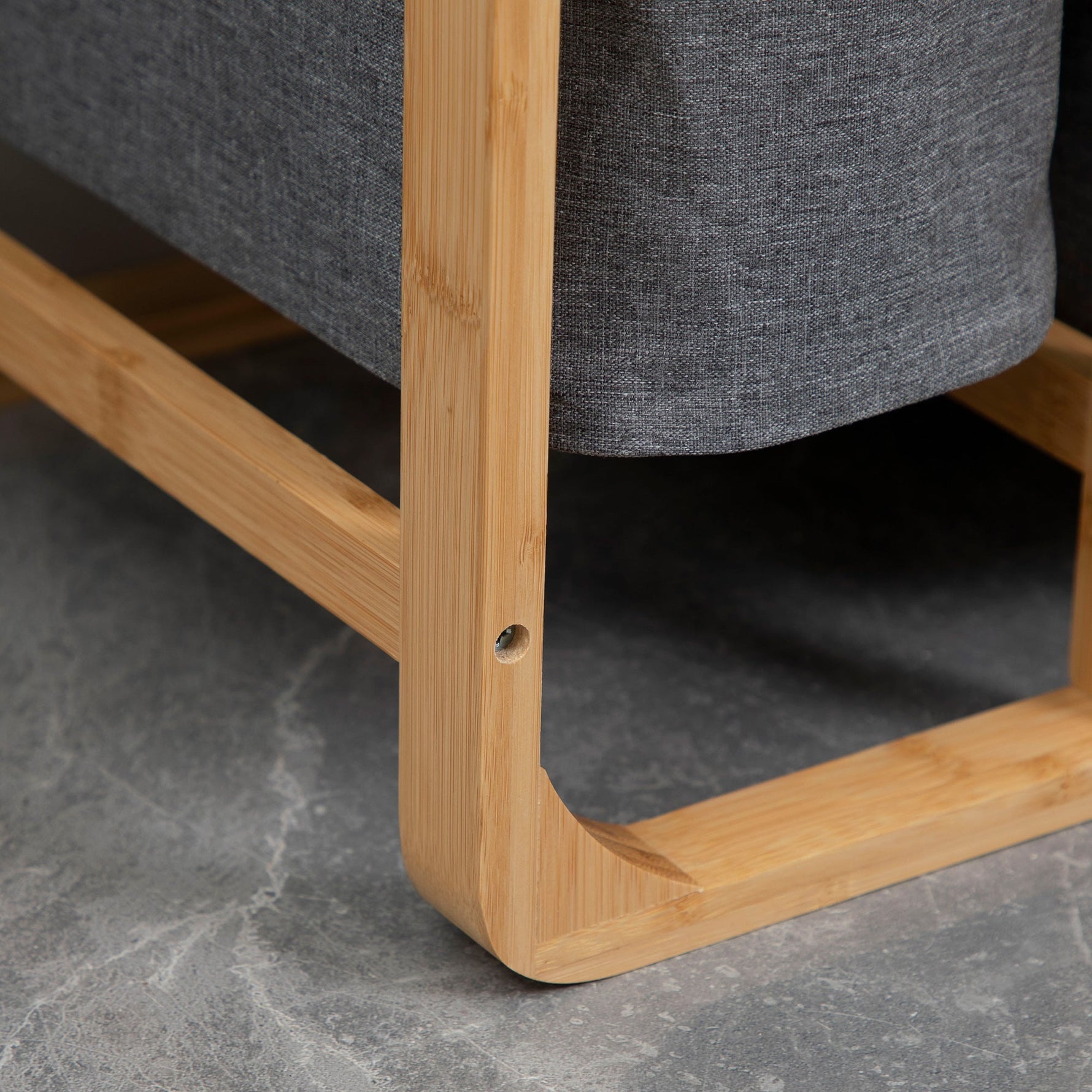 Laundry Basket, Platform Laundry Collector with 3 Removable Bags, Grey+Natural Bamboo