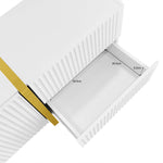 TV Cabinet, 190cm 3 Doors 2 Drawers, White with Gold & Wood Grain