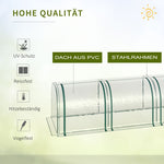 Tunnel Greenhouse, 4 Zippered Windows, Steel Frame, Robust Tarpaulin, Transparent