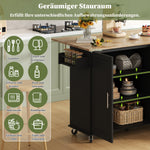 Mobile Kitchen Table with Foldable Worktop and 3 Drawers, Oak Look