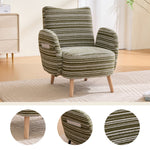 Modern Armchair with Side Pocket and Solid Wood Legs, Circular Pattern Fabric