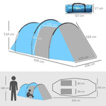 Tunnel Tent 2-3 Person Camping Tent with Pegs, Fiberglass & Polyester, Light Blue