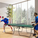 Table Tennis Table, Foldable with Wheels & Set, Steel Green