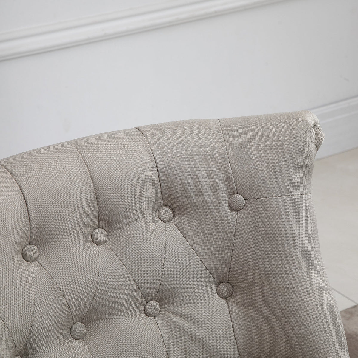Relaxing Chair, Upholstered Vintage, Linen Beige Black