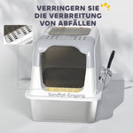 Cat Litter Box with Lid, Litter Scoop, Stainless Steel