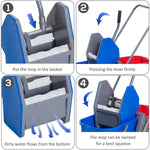 Cleaning Trolley 2 Buckets 4 Wheels Metal/PP Blue/Red