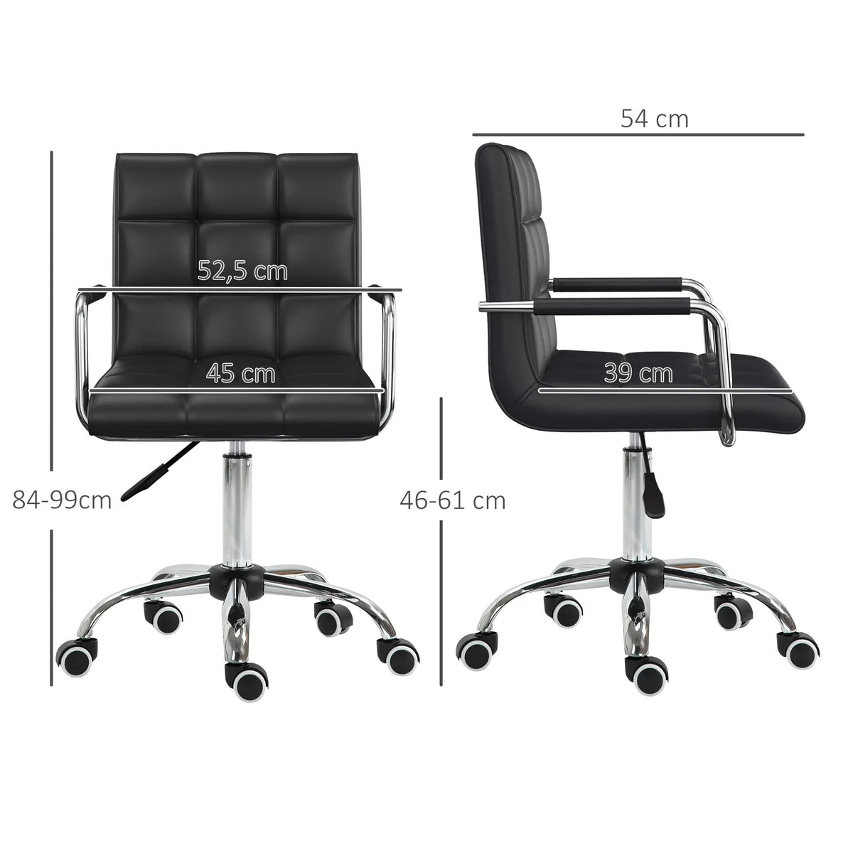 Ergonomic Desk Chair, Height Adjustable with Armrests, Office & Home, Black