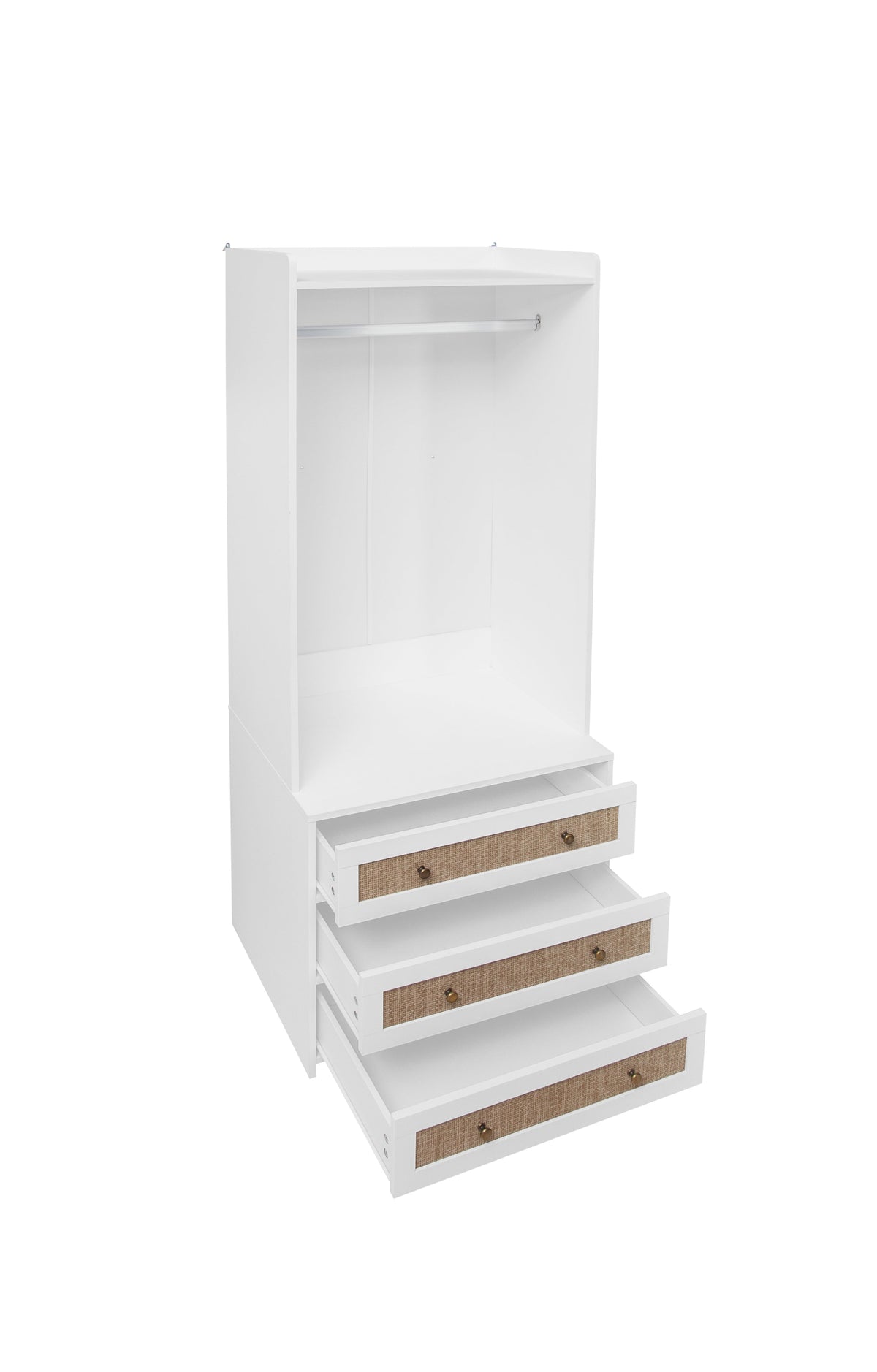 Wardrobe, Three Drawers, Boho-Style, 180cm Height, White