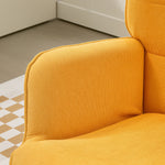 Wingback Chair with Footstool Recliner Wooden Legs, Corduroy Orange